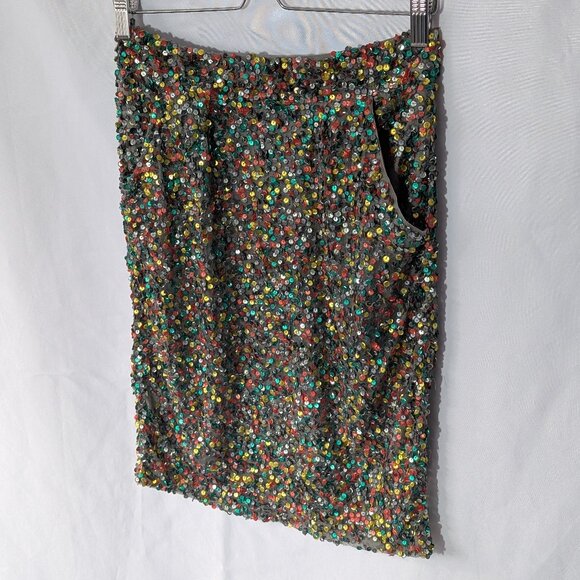 Anthropologie Sequin Pencil Skirt - Carnation Lily Lily Rose, Multicolored Sz 4 - Picture 5 of 16